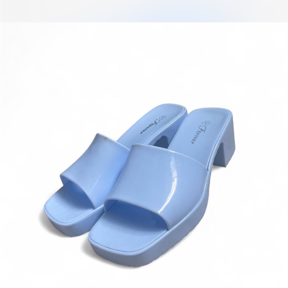 Trendy Blue Women's Block Heel Mules